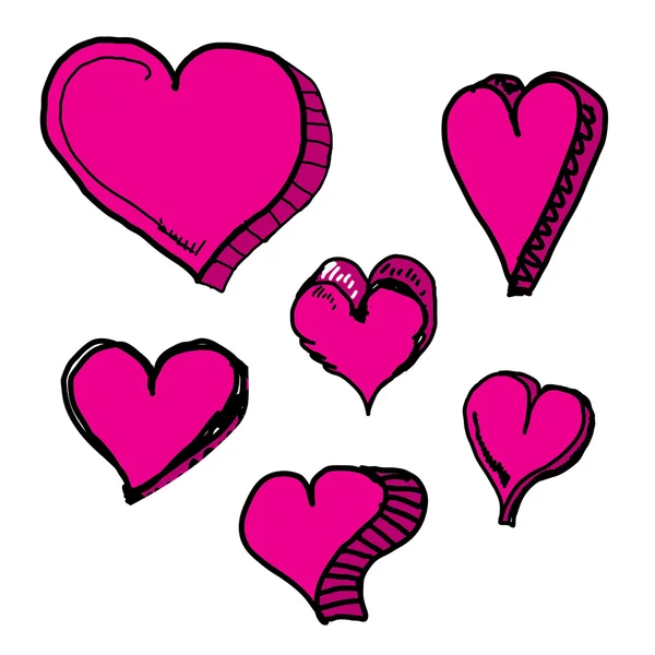 Vector doddle hearts set. hand drawn heart — Stock Vector