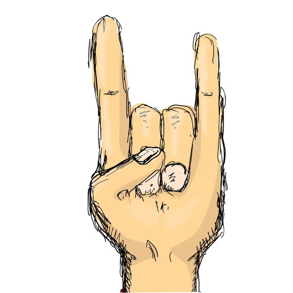 Signe de main vectoriel doodle rock n roll musique — Image vectorielle