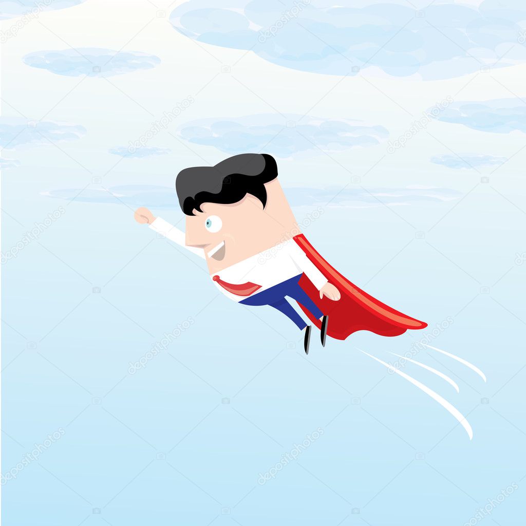 business man flying. vector illustration. 