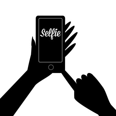 Selfie fotoğrafta akıllı telefon kavram simgesine .