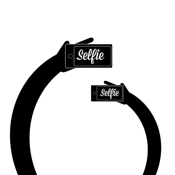 Tomar foto selfie en el icono del concepto de teléfono inteligente  . — Archivo Imágenes Vectoriales