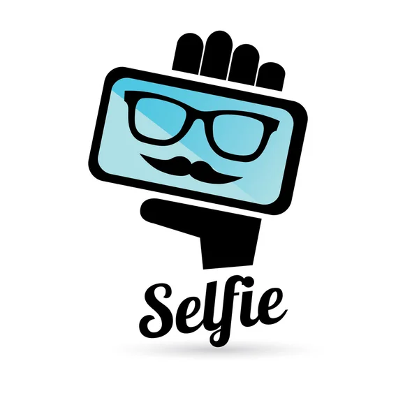 Tomar foto selfie en el icono del concepto de teléfono inteligente  . — Vector de stock
