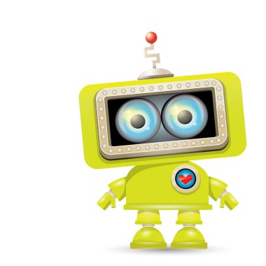 vektör yeşil çizgi film robot üzerinde beyaz izole