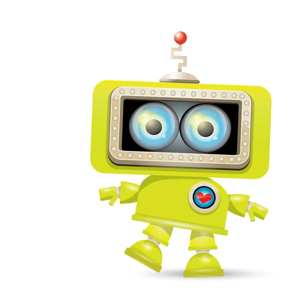 Vector groene cartoon robot geïsoleerd op wit — Stockvector