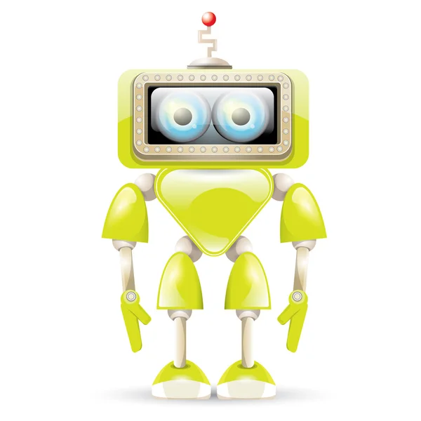 Vector verde robot de dibujos animados aislado en blanco — Vector de stock