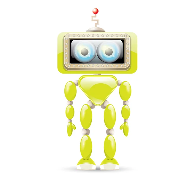 Vektor grüner Cartoon Roboter isoliert auf weiß — Stockvektor