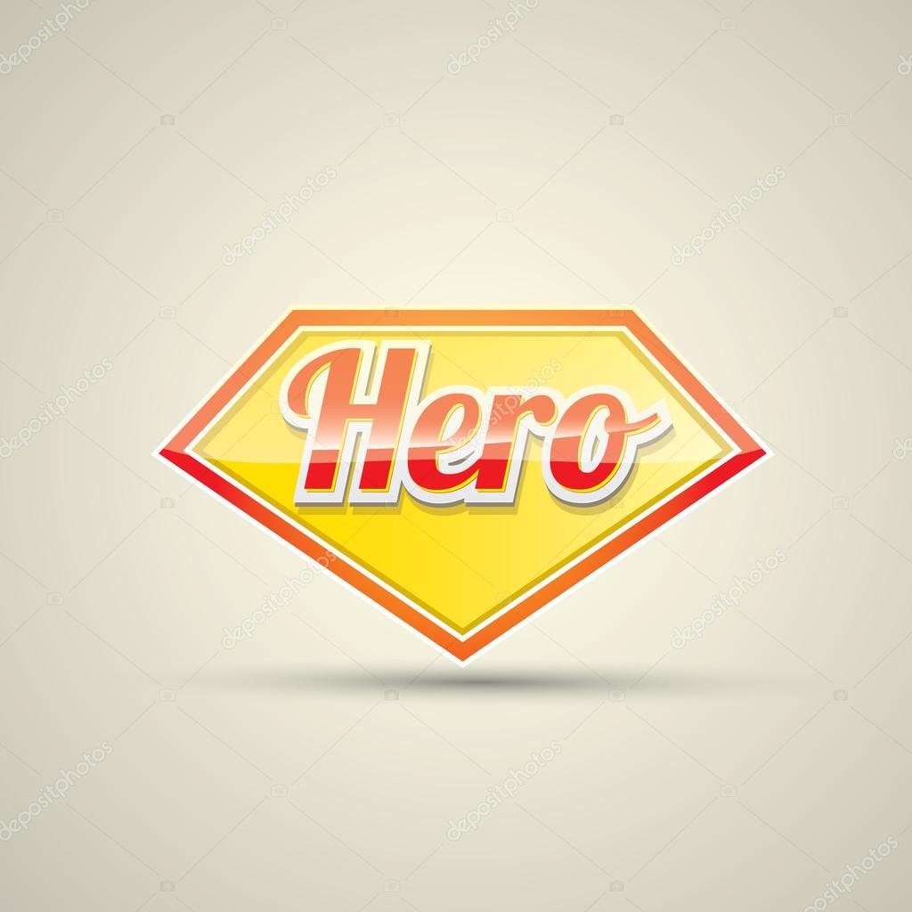 super hero label or sign.