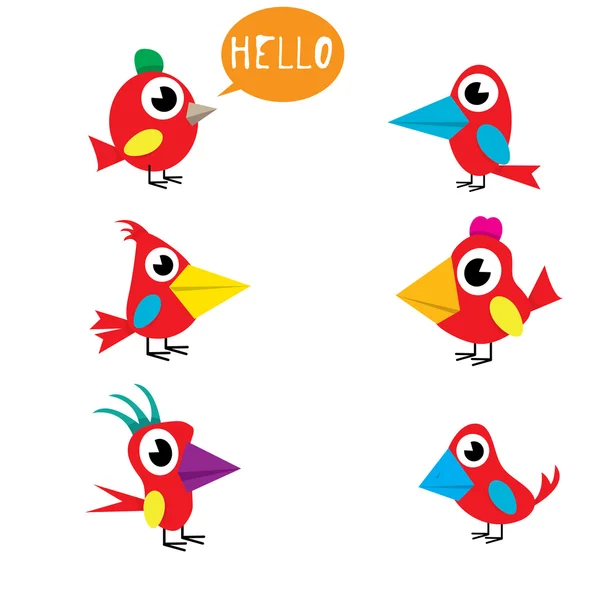 Cute vogels collectie — Stockvector