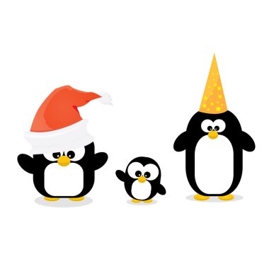 neşeli Noel kartı ile penguenler koymak.