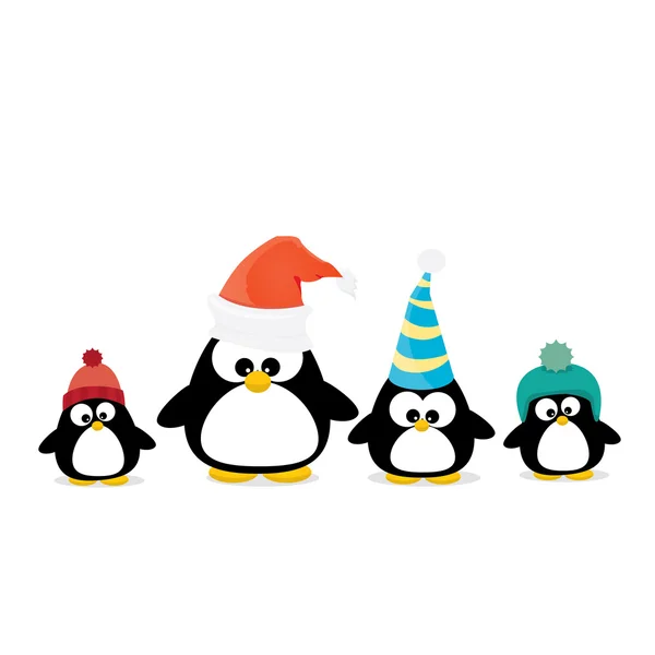 Wesołe kartki świąteczne z pingwiny zestaw. — Wektor stockowy