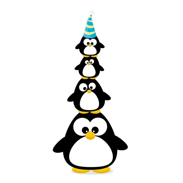 Счастливая рождественская открытка с пингвинами . — стоковый вектор
