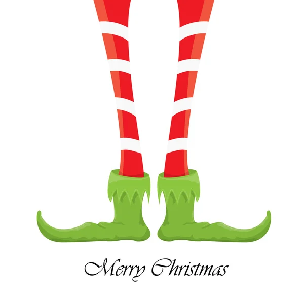 Navidad dibujos animados elfos piernas sobre fondo blanco — Vector de stock