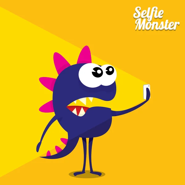 Potwór biorąc Selfie zdjęcie na inteligentny telefon — Wektor stockowy