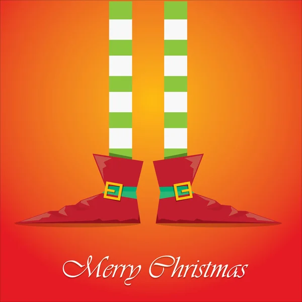 Рождественский мультфильм эльфов ноги на красном фоне — стоковый вектор