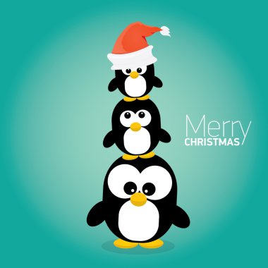 neşeli Noel kartı ile penguenler koymak.