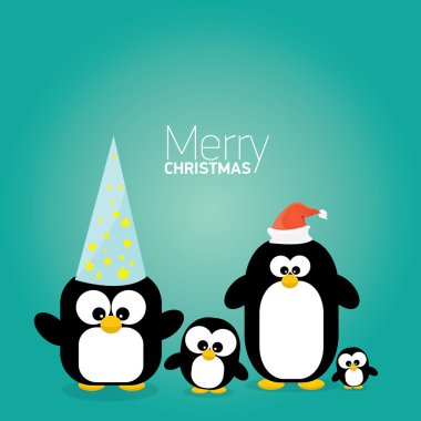 neşeli Noel kartı ile penguenler koymak.