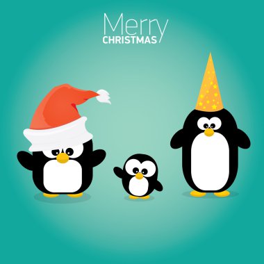 neşeli Noel kartı ile penguenler koymak.