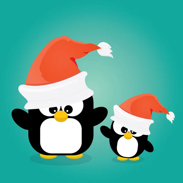 ペンギン セットとメリー クリスマス カード. — ストックベクタ