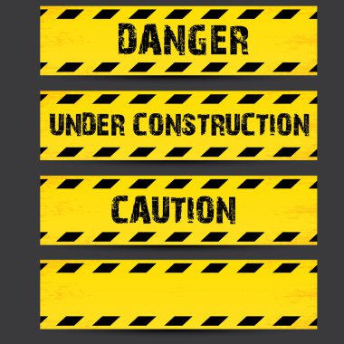 Yellow security warning tapes set Caution clipart
