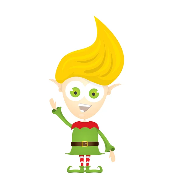 Vector de dibujos animados lindo feliz Navidad elfo — Archivo Imágenes Vectoriales