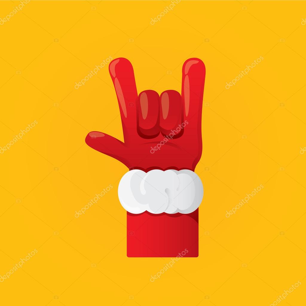 Santa Claus hand rock n roll  icon vector illustration. Christmas Rock concert poster design template