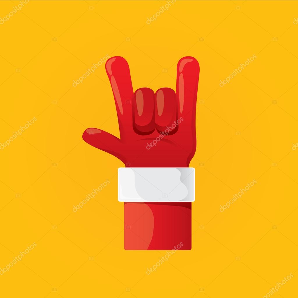 Santa Claus hand rock n roll  icon vector illustration. Christmas Rock concert poster design template