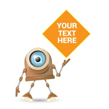 vektör kahverengi çizgi film robot üzerinde beyaz izole
