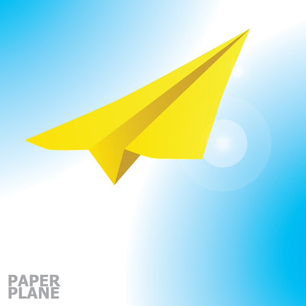 бумажный самолет в небе
