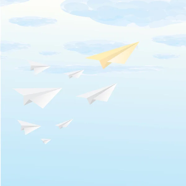Χαρτί αεροπλάνο στον ουρανό — Διανυσματικό Αρχείο