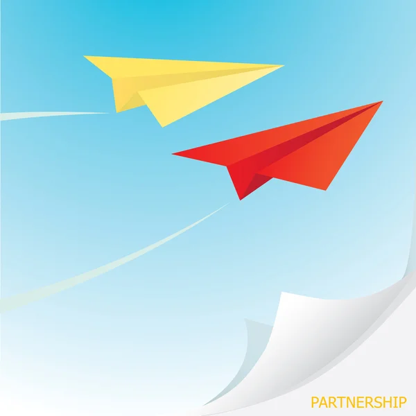 Paper airplane in  sky — Stock Vector