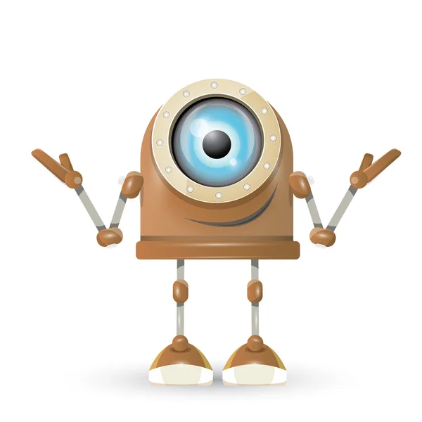 Vector brown cartoon robot isolated on white — Stock Vector