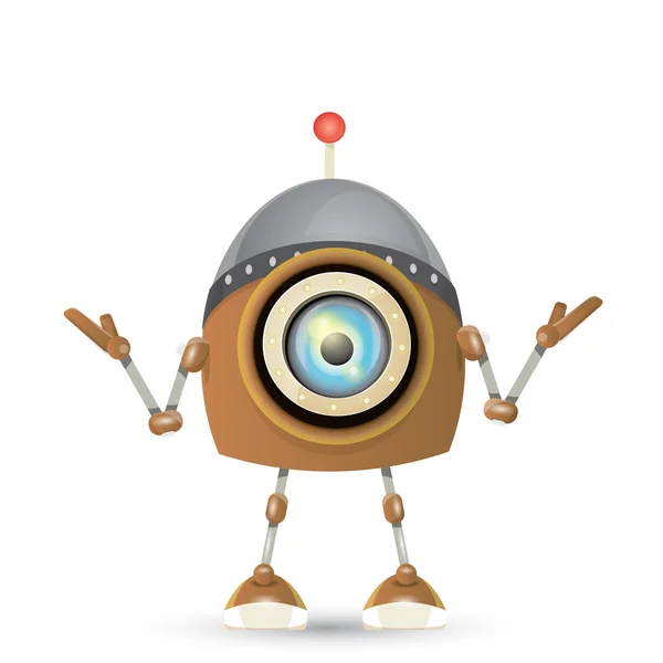 Vector brown cartoon robot isolated on white — Stock Vector