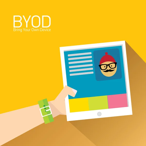 Vektor konsep desain datar dari BYOD - Stok Vektor