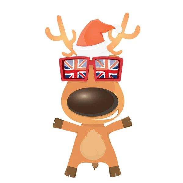 Vector cartoon Christmas reindeer character. — Stock Vector