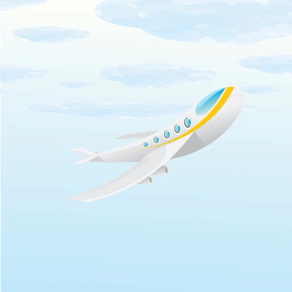 Vektorové ikony letadlo. kreslený letadlo v modré obloze — Stockový vektor