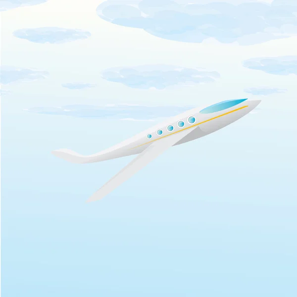 Vektör uçak simgesi. Mavi gökyüzü düzlemde çizgi film — Stok Vektör