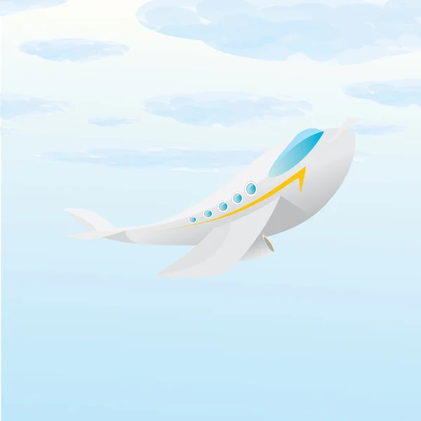 Vector airplane icon. cartoon plane in blue sky — Stock Vector