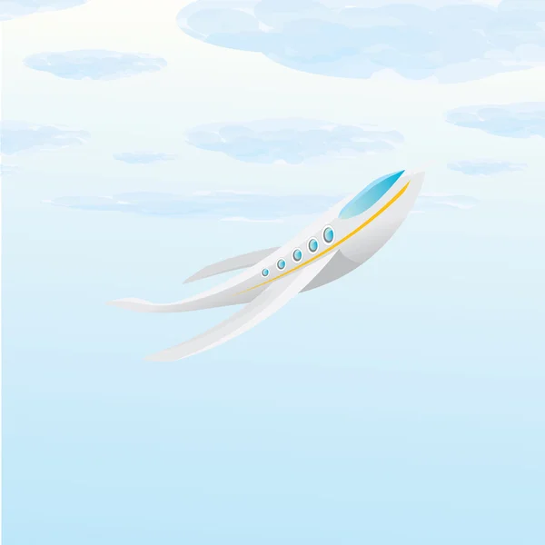 Vector airplane icon. cartoon plane in blue sky — Stock Vector