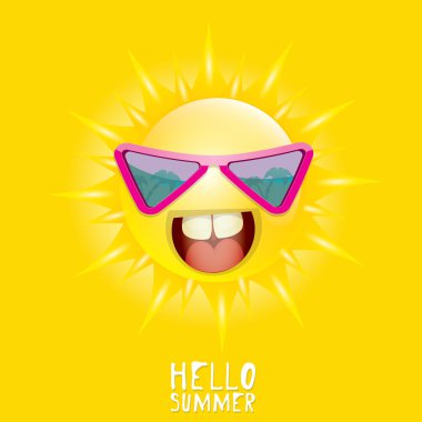 Merhaba yaz. vektör yaz güneş gülümsüyor