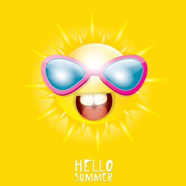 Merhaba yaz. vektör yaz güneş gülümsüyor
