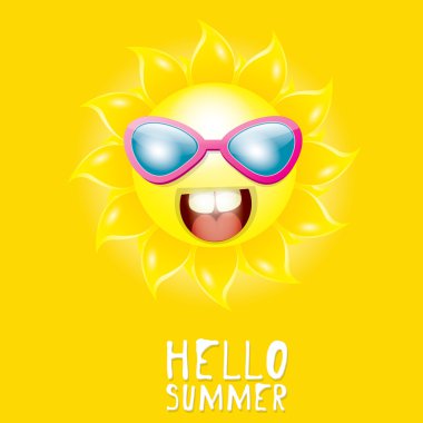 Merhaba yaz. vektör yaz güneş gülümsüyor