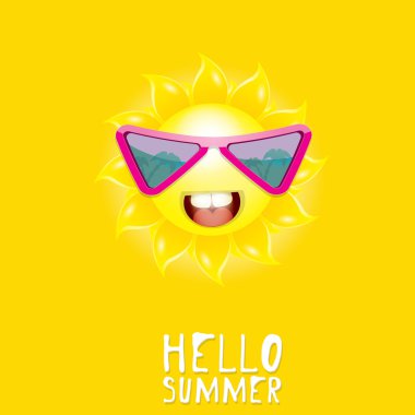 Merhaba yaz. vektör yaz güneş gülümsüyor