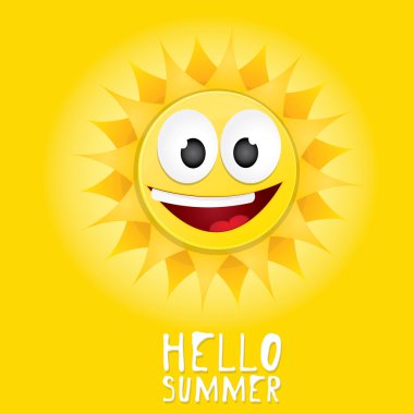 Merhaba yaz. vektör yaz güneş gülümsüyor