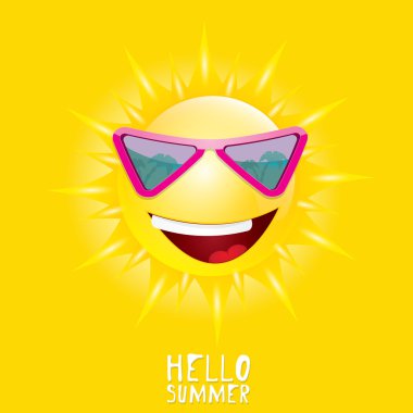 Merhaba yaz. vektör yaz güneş gülümsüyor