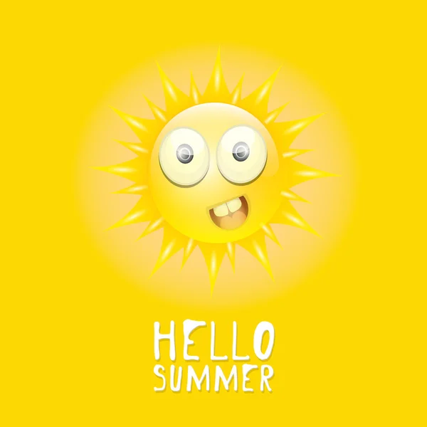 Hola Summer. vector verano sonriente sol — Vector de stock