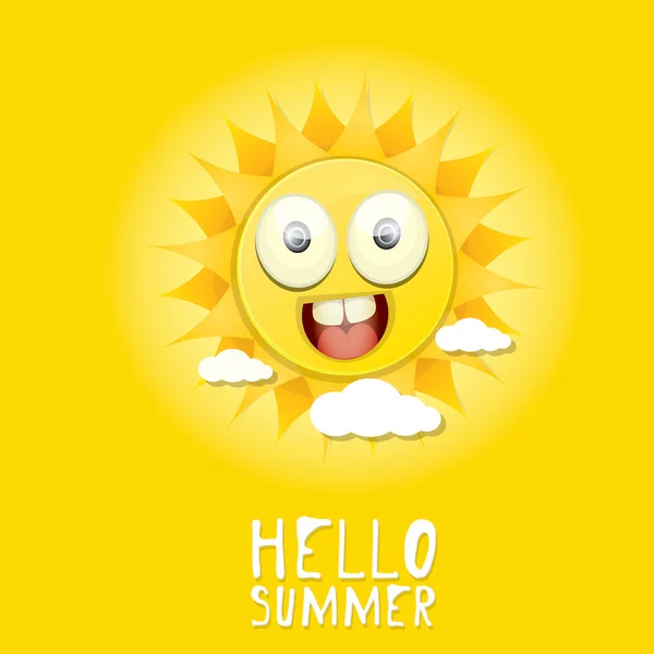 Hola Summer. vector verano sonriente sol — Vector de stock