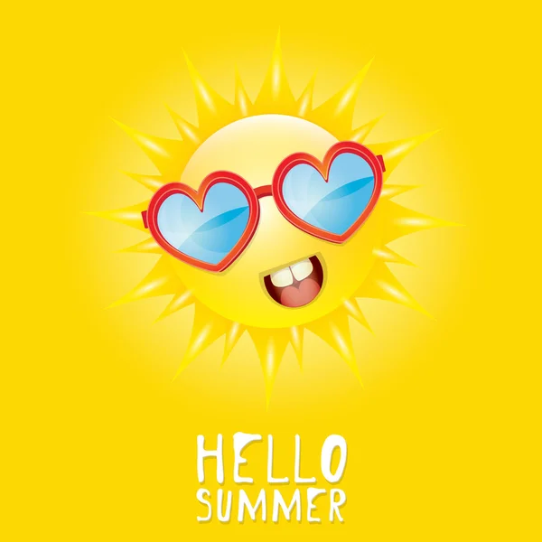 Hola Summer. vector verano sonriente sol — Vector de stock