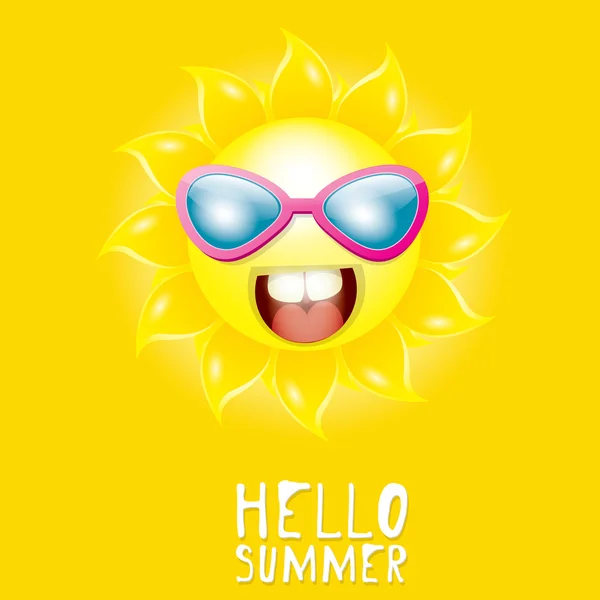 こんにちは夏。ベクトル夏太陽の笑顔 — ストックベクタ