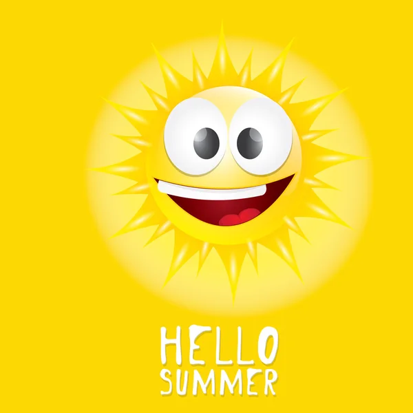 Hola Summer. vector verano sonriente sol — Vector de stock