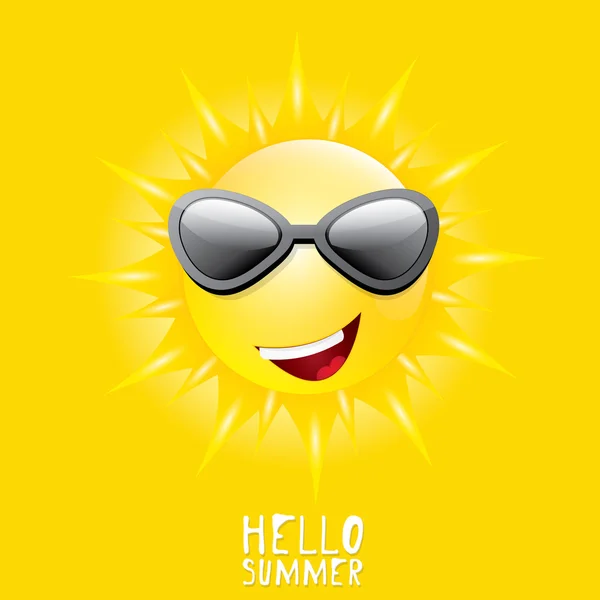 Hola Summer. vector verano sonriente sol — Vector de stock